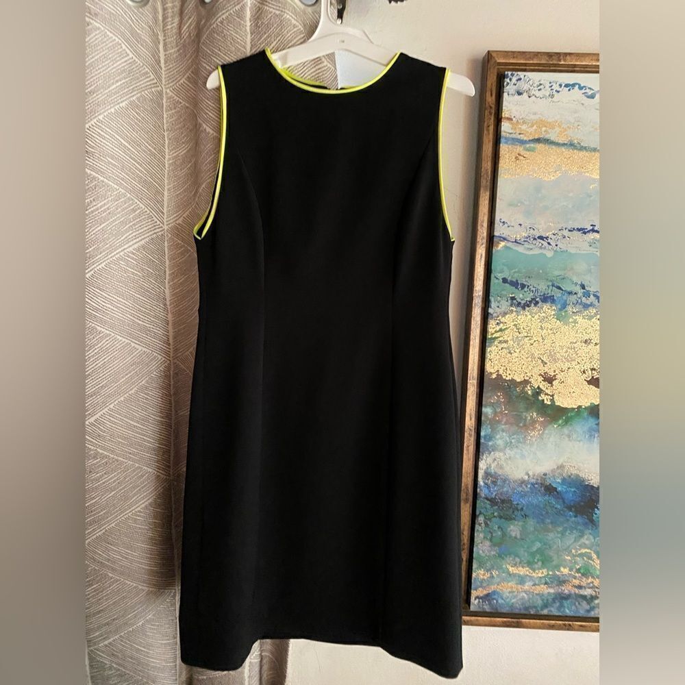 Alice + Olivia Colin Sheath Dress Women Size 6 Black Neon Trim Mini Capsule - Picture 5 of 17